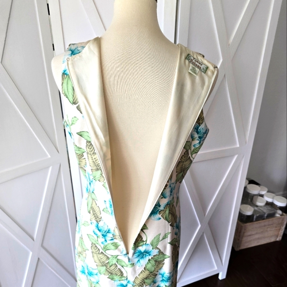 Tommy Bahama Vintage Silk Hawaiian Sleeveless Dress - Blue and Green - Picture 7 of 10
